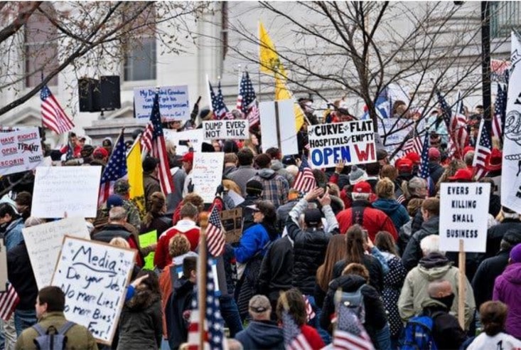 article-ny-times-thousand-protesters-Stay-at-Home-Order-at-Wisconsin-State-Capitol